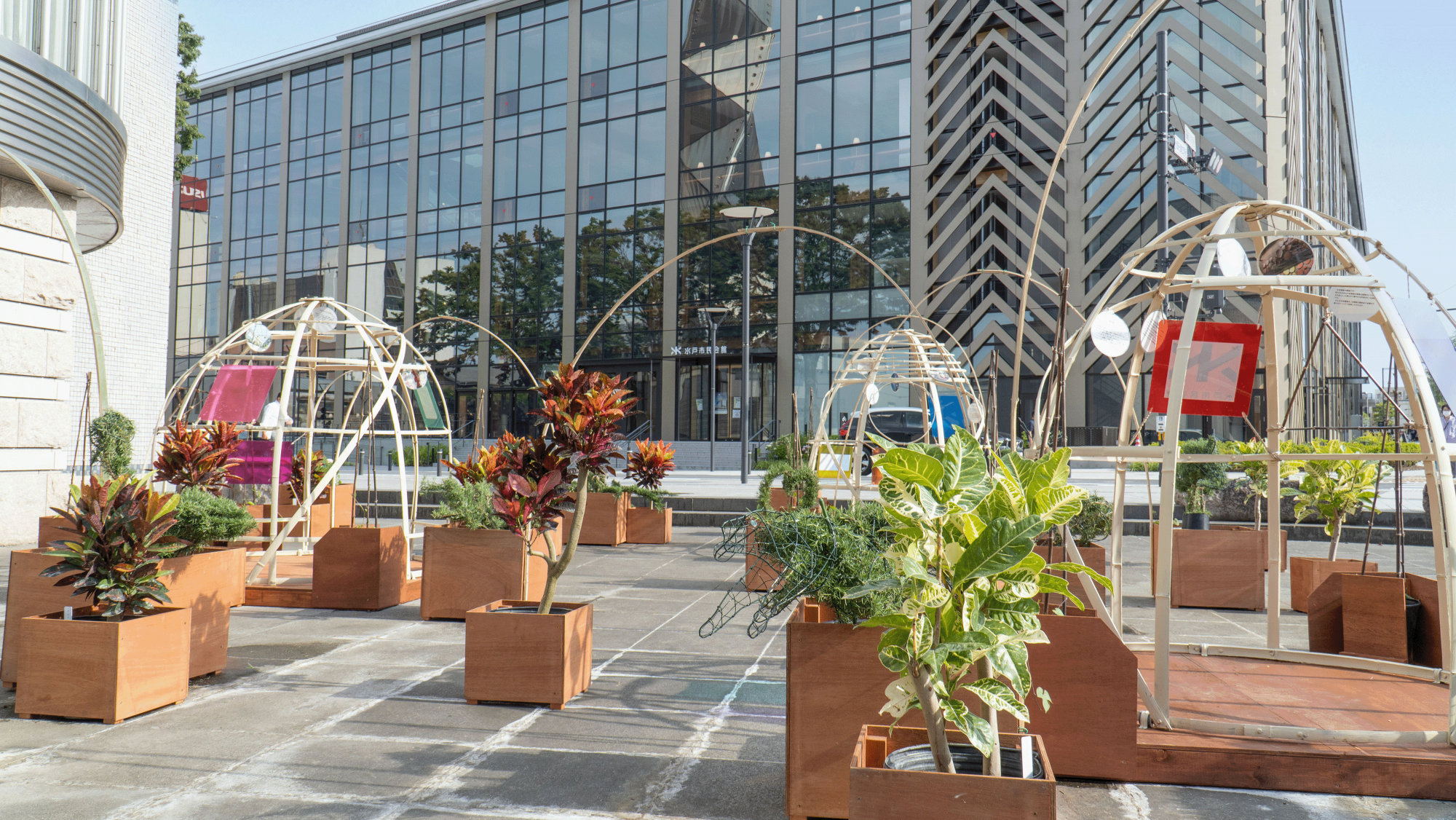 水戸市民会館開館記念事業 水戸芸術館会議場前庭に植栽プランターを設置しました‼ －MIX＆PASSAGE－